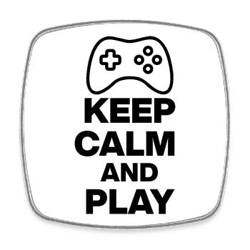 KEEP CALM AND PLAY! NERDLIFE ZOCKEN ONLINE - Viereckiger Kühlschrankmagnet - Weiß - Vorne