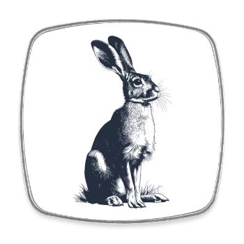 Vintage Bunny | Motif animalier de la forêt gravé en détail - Magnet carré - blanc - Devant
