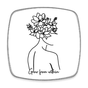 Grow from Within - Floral Lines Art Woman - Square fridge magnet - white - Front