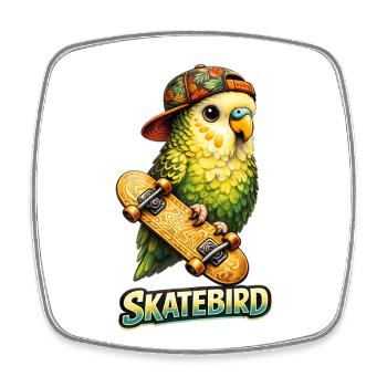 Skatebird – Tropischer Papagei mit Skateboard & Ca - Viereckiger Kühlschrankmagnet - Weiß - Vorne