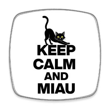 KEEP CALM AND MIAU! KATZENLIEBE CATLOVE schwarz - Viereckiger Kühlschrankmagnet - Weiß - Vorne