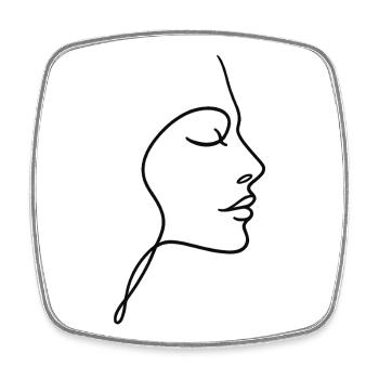 Line Face Silhouette - Square fridge magnet - white - Front