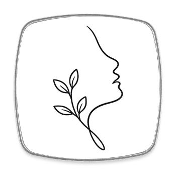 Line face with foliage - Square fridge magnet - white - Front