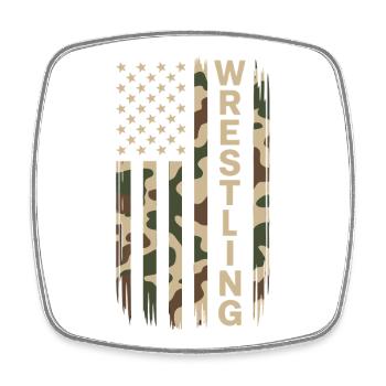 Wrestling USA Flag Camo Patriot Design - Square fridge magnet - white - Front