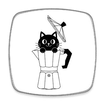 Geometrische Katze mit Bogen - Viereckiger Kühlschrankmagnet - Weiß - Vorne