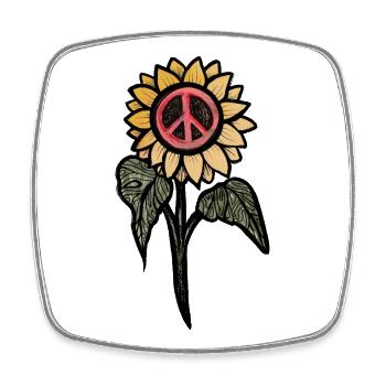 Sonnenblumen-Peace-Zeichen-Illustration - Viereckiger Kühlschrankmagnet - Weiß - Vorne