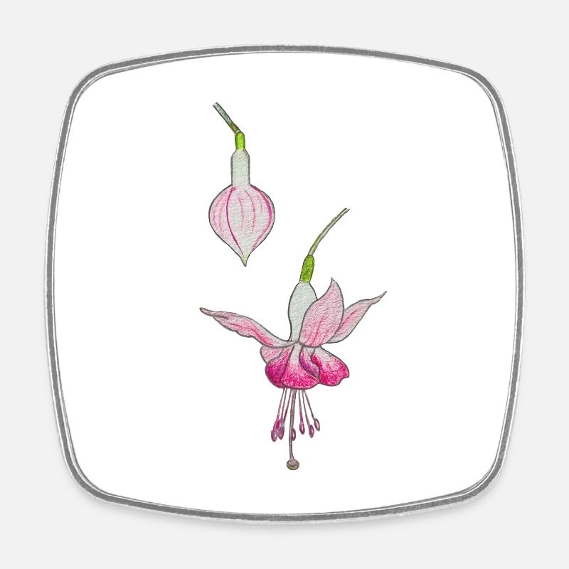 Fuchsia flower - Square fridge magnet - white