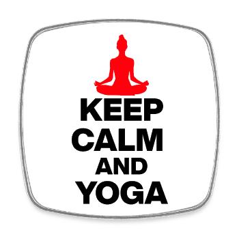 RESTEZ CALMES ET FAITES DU YOGA ! RETRAITE RESPIRATION RELAXE noir - Magnet carré - blanc - Devant