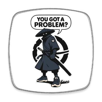 Ninja de l’ombre avec un dit - Magnet carré - blanc - Devant