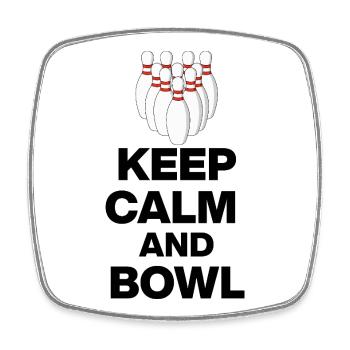 KEEP CALM AND BOWL, STRIKE MEISTER! PIN SNIPER - Viereckiger Kühlschrankmagnet - Weiß - Vorne