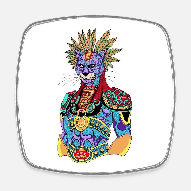 Rainbow Feline Warrior - Square fridge magnet - white
