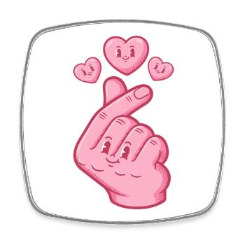 Kpop Musique coréenne Doigts mignons Amour Anime - Magnet carré - blanc - Devant