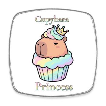 Cupybara Princess Capybara Cupcake with Crown - Square fridge magnet - white - Front