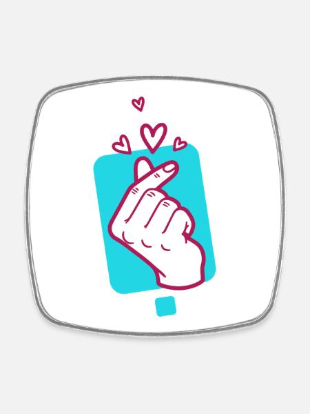 Kpop Koreanisch Finger Herz Niedlich Koreanische Pop-Liebe - Viereckiger Kühlschrankmagnet - Weiß