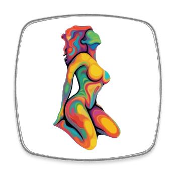 Rainbow Abstract Woman Silhouette - Square fridge magnet - white - Front
