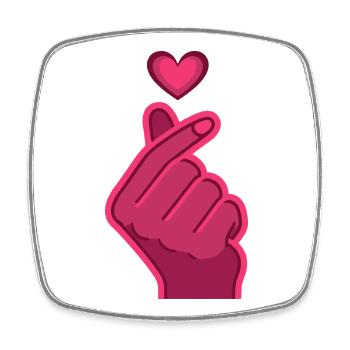 Kpop Finger Heart Coréen Pop Cute Love Korea Music - Magnet carré - blanc - Devant