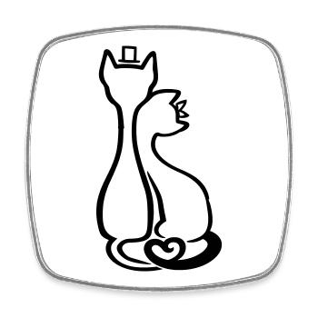 Art élégant du couple de chats | Style amour et romance - Magnet carré - blanc - Devant