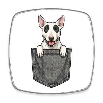 Bull Terrier dans la Poche - Chien Mignon  - Magnet carré - blanc - Devant