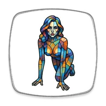 Colorful Glass-Cubist Woman - Square fridge magnet - white - Front