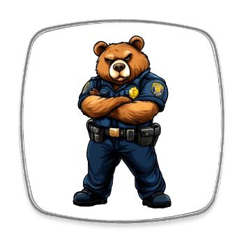 Police des Ours - Ours brun - Magnet carré - blanc - Devant