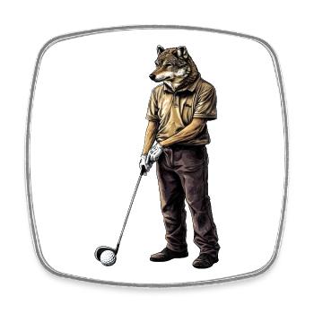Wölfe Golf - Viereckiger Kühlschrankmagnet - Weiß - Vorne