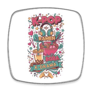 K-Pop RAMEN BOBA K DRAMA Korean Music Vibes - Square fridge magnet - white - Front