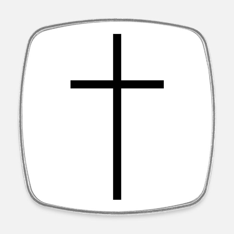 Narrow cross black - Square fridge magnet - white
