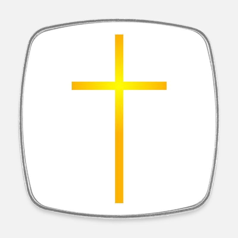 Golden Cross - Square fridge magnet - white