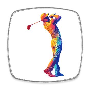 Regenbogen Golfer Swing - Viereckiger Kühlschrankmagnet - Weiß - Vorne