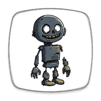 Kleiner Zombie Schrott Roboter  - Viereckiger Kühlschrankmagnet - Weiß - Vorne
