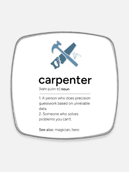 Carpenter Definition with Tools - Square fridge magnet - white