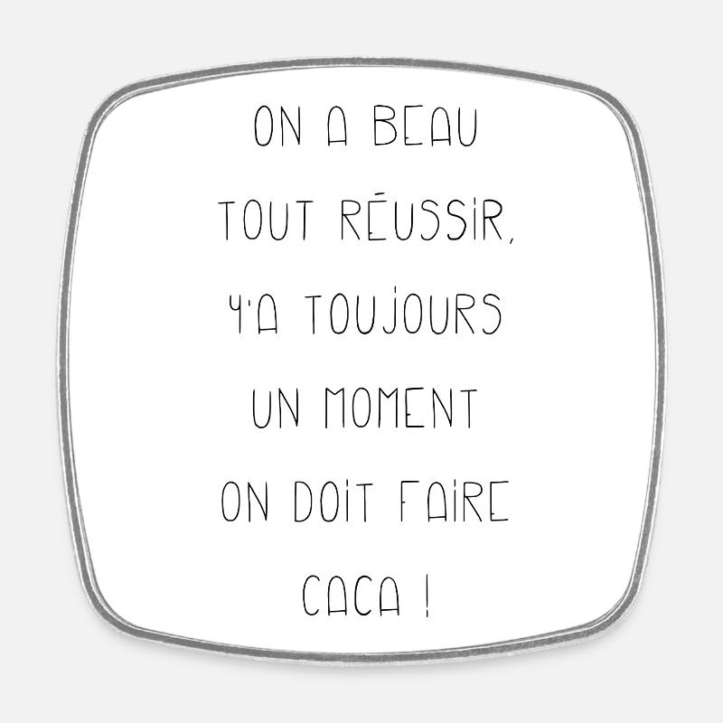Black success - Square fridge magnet - white