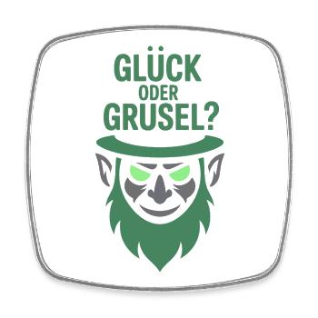 Glück oder Grusel Kobold-Motiv - Viereckiger Kühlschrankmagnet - Weiß - Vorne
