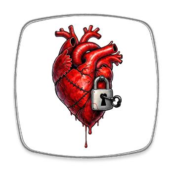 Outgoing Scar Heart - Square fridge magnet - white - Front