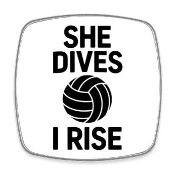 Volleyball Spruch Lustiges Volleyball Geschenk - Viereckiger Kühlschrankmagnet - Weiß - Vorne