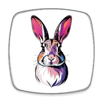 Colorful Rabbit Head Bunny Portrait Pop Art Art - Square fridge magnet - white - Front