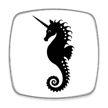 Elegantes Einhorn-Seepferdchen - Viereckiger Kühlschrankmagnet - Weiß - Vorne