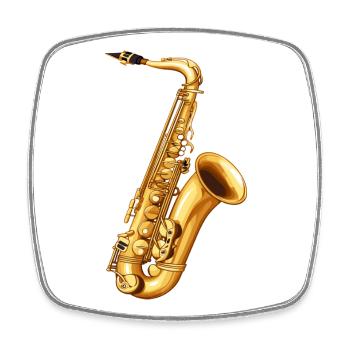 Motif du saxophone doré - Magnet carré - blanc - Devant