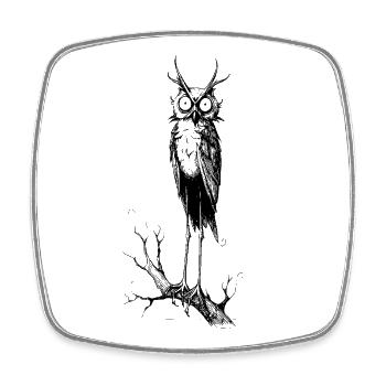 Gothic Owl - Square fridge magnet - white - Front