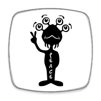  Peace Alien - Schwarz - Viereckiger Kühlschrankmagnet - Weiß - Vorne