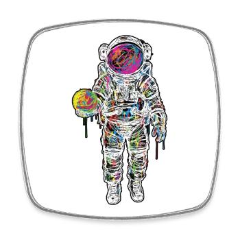 Space Astronaut Scribble Painting Planet - Square fridge magnet - white - Front