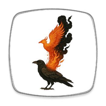 Corbeau Phénix Feu Renaissance Oiseau Mythe - Magnet carré - blanc - Devant