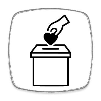 Wahlurne Herz Spende Outline - Viereckiger Kühlschrankmagnet - Weiß - Vorne
