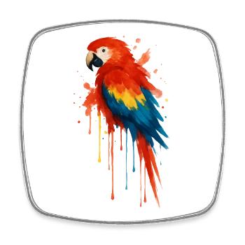 Perroquet Ara Watercolor Splash Art - Magnet carré - blanc - Devant