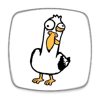 Crazy Seagull Squinting Grimace Insane Bird - Square fridge magnet - white - Front
