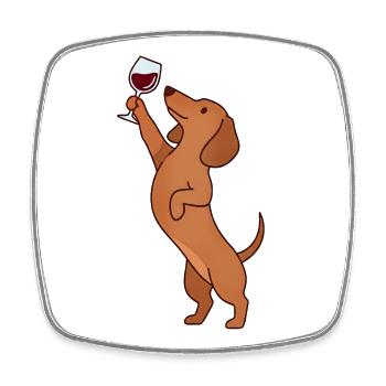 Teckel, amoureux du vin, maman de chien viennoise - Magnet carré - blanc - Devant