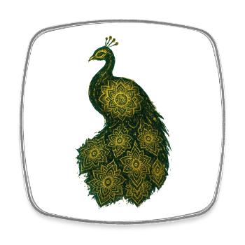 Paon Royal Mandala Ornemental - Magnet carré - blanc - Devant