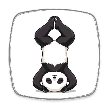 Yoga Panda im Kopfstand - Viereckiger Kühlschrankmagnet - Weiß - Vorne
