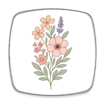 Pastellblumen Aquarellstrauß - Viereckiger Kühlschrankmagnet - Weiß - Vorne