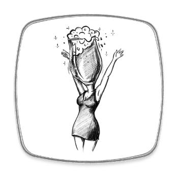 Bachelor Party Beer - Illustration - Square fridge magnet - white - Front